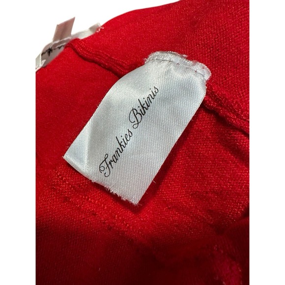 Frankie B Breeze Low Rise Cloud Knit Pants in Love Bug Red Wide Leg #EF9-8 - Picture 7 of 13